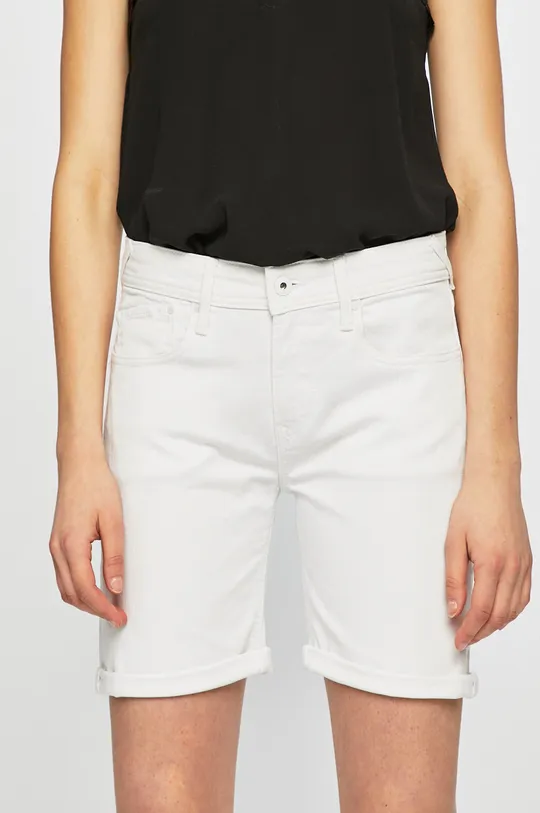 biela Pepe Jeans - Rifľové krátke nohavice Dámsky