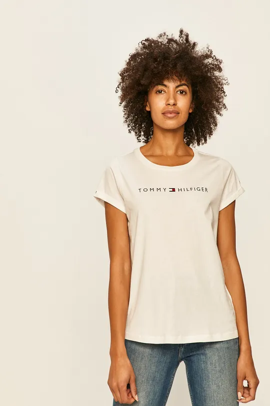 biały Tommy Hilfiger - T-shirt UW0UW01618 Damski