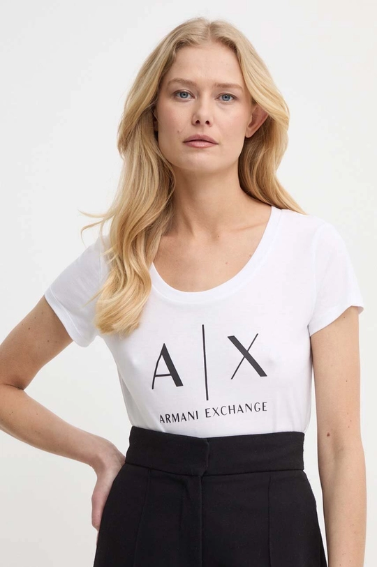 білий Бавовняна футболка Armani Exchange Жіночий