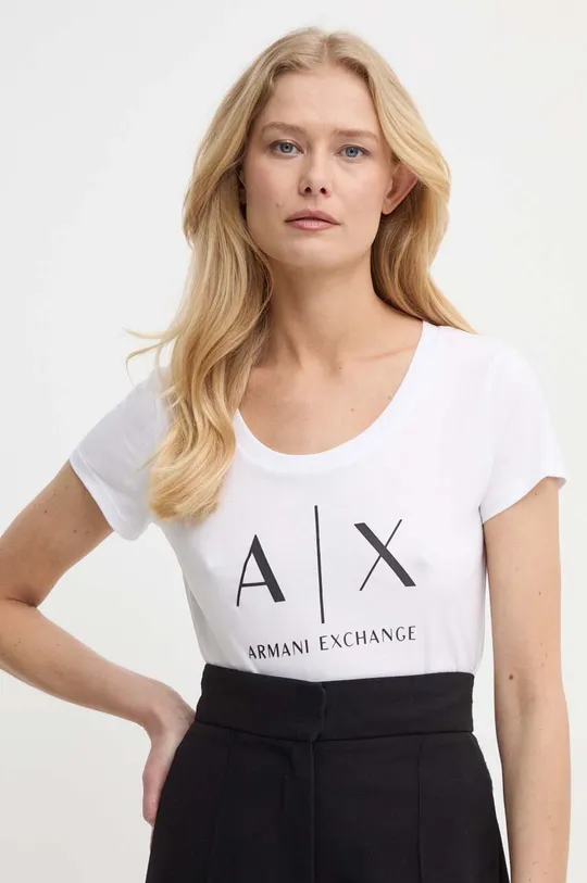белый Хлопковая футболка Armani Exchange Женский