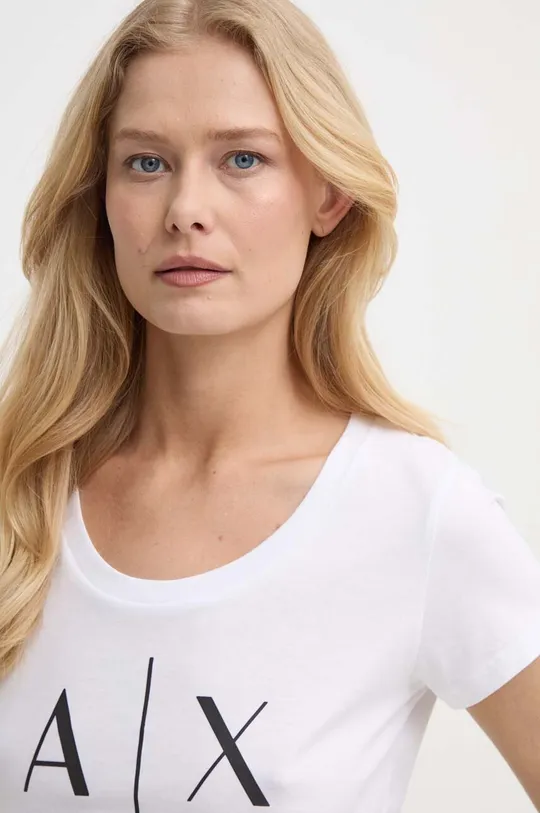 biela Bavlnené tričko Armani Exchange