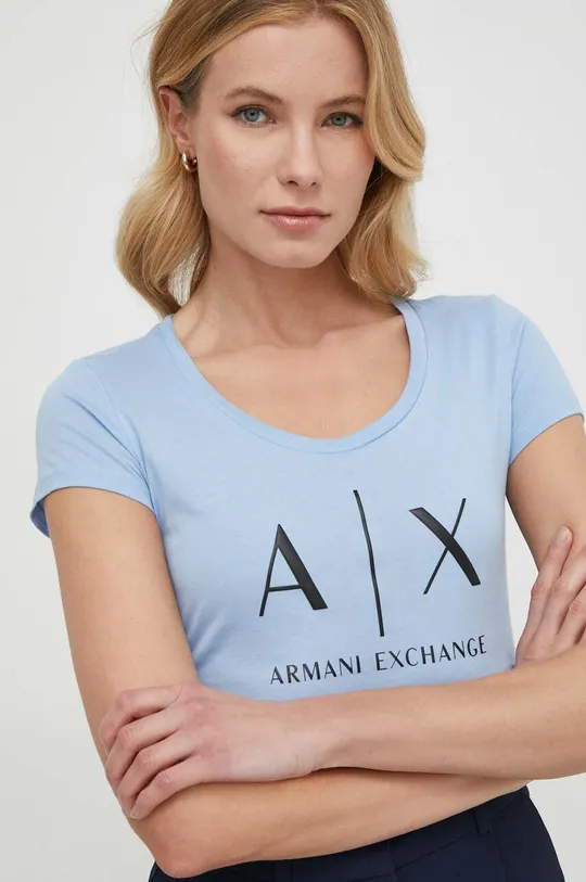 niebieski Armani Exchange t-shirt bawełniany Damski