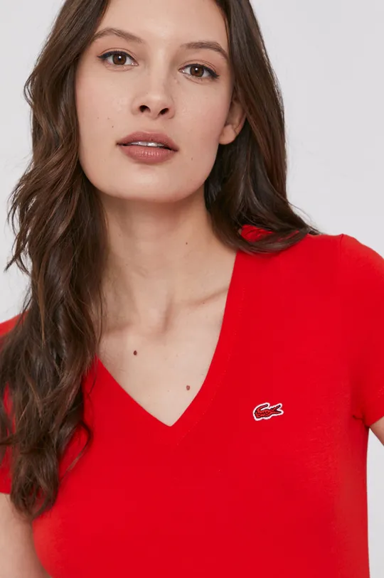 czerwony Lacoste - T-shirt TF0999