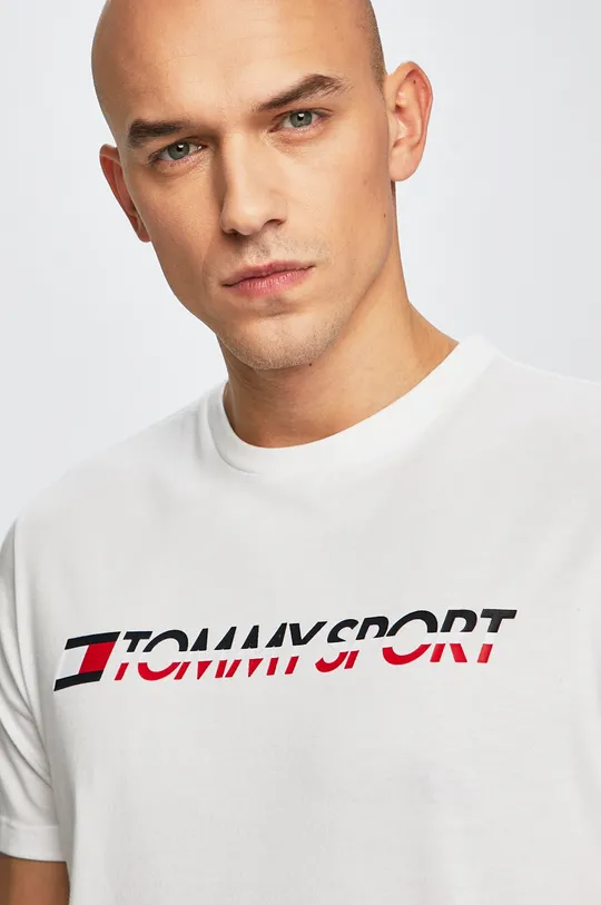 biały Tommy Sport - T-shirt Męski
