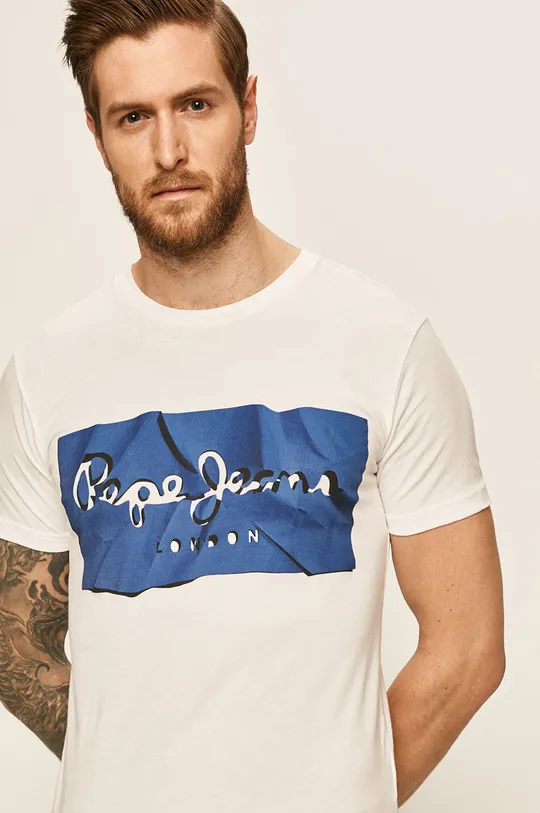 biela Pepe Jeans - Pánske tričko Raury Pánsky