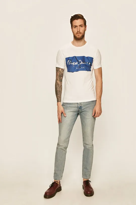 Pepe Jeans - Pánske tričko Raury biela