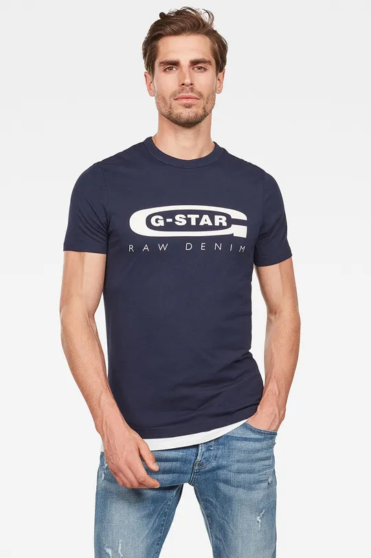 granatowy G-Star Raw - T-shirt D15104.336.6067 Męski