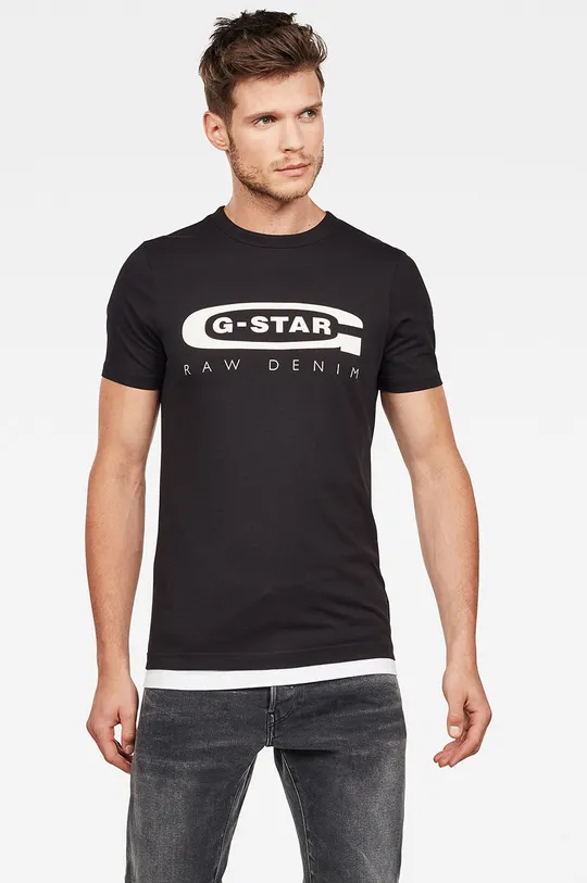 czarny G-Star Raw - T-shirt D15104.336.6484 Męski