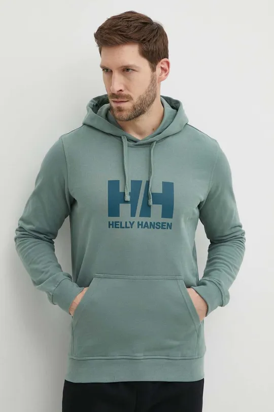 zelena Bombažen pulover Helly Hansen Moški