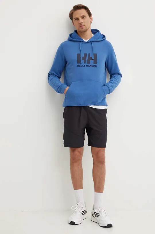 Bombažen pulover Helly Hansen modra