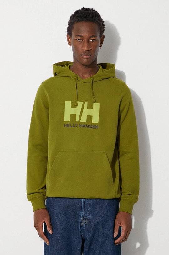 Pamučna dukserica Helly Hansen HH LOGO HOODIE natpis zelena 33977