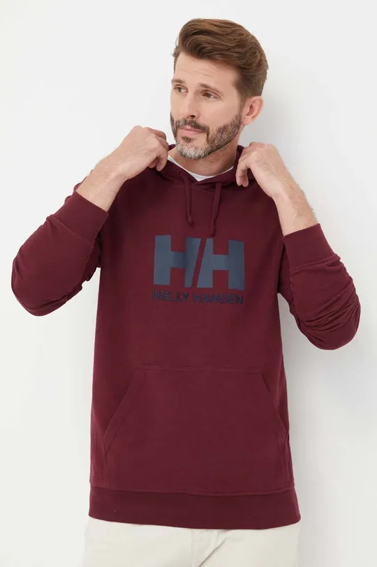 maroon Helly Hansen cotton sweatshirt HH LOGO HOODIE Men’s