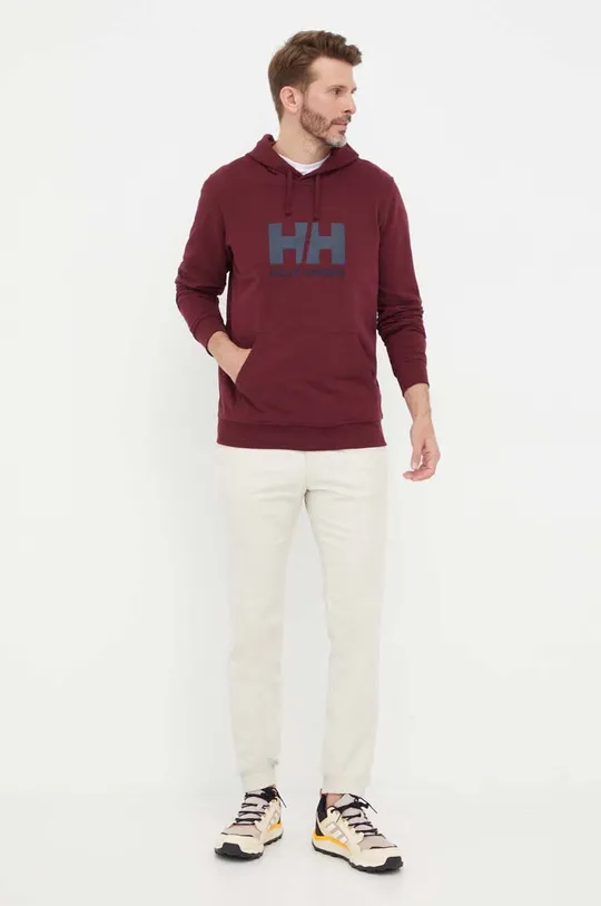 Bavlnená mikina Helly Hansen HH LOGO HOODIE burgundské