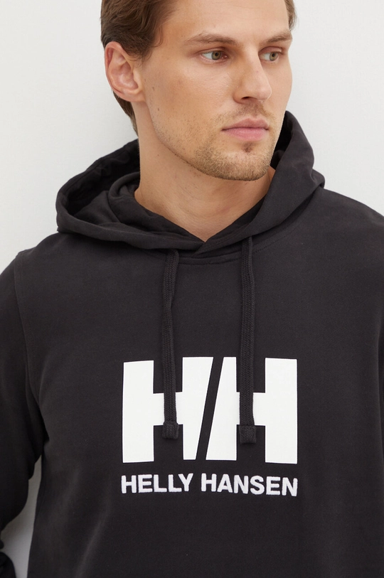 černá Bavlněná mikina Helly Hansen HH LOGO HOODIE