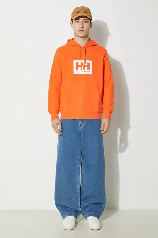 Βαμβακερή μπλούζα Helly Hansen πορτοκαλί