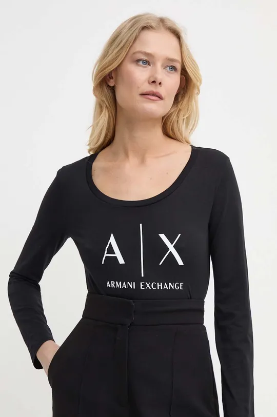 čierna Armani Exchange - Tričko s dlhým rukávom Dámsky