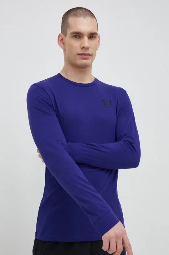 fialová Tričko s dlhým rukávom Under Armour Pánsky