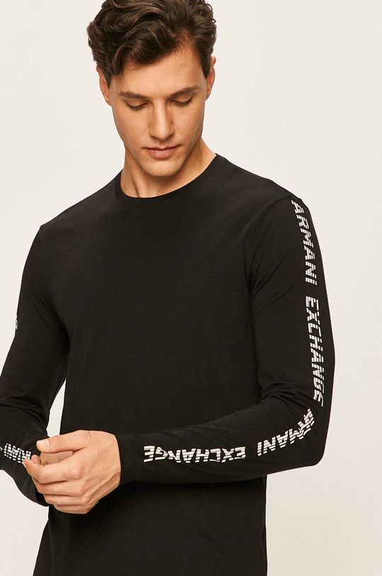 čierna Armani Exchange - Pánske tričko s dlhým rukávom