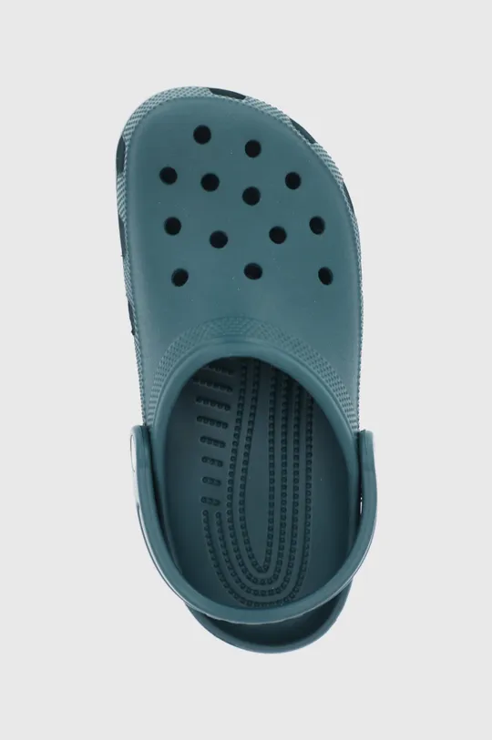 green Crocs sliders