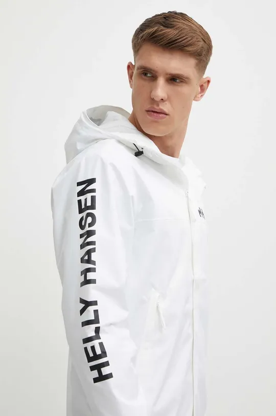 white Helly Hansen rain jacket