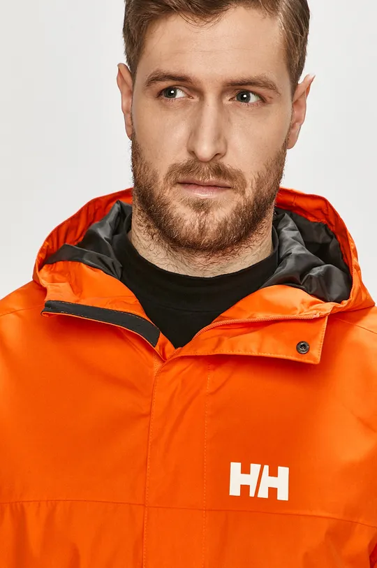 orange Helly Hansen rain jacket
