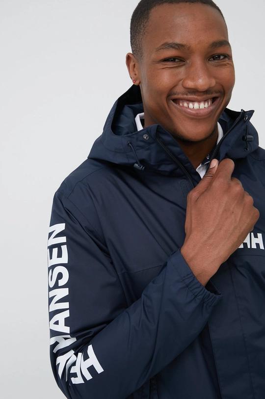 navy Helly Hansen rain jacket