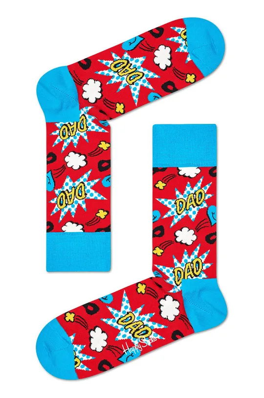 Happy Socks - Κάλτσες δώρου για την Ημέρα του Πατέρα (3 πακέτα) κόκκινο