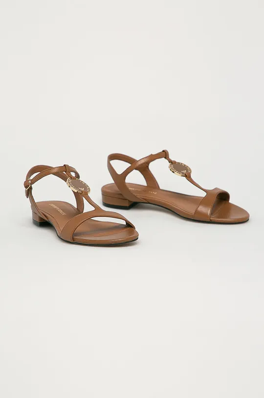 Emporio Armani - Kožené sandále hnedá
