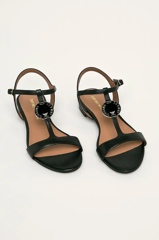 Emporio Armani - Шкіряні сандалі чорний