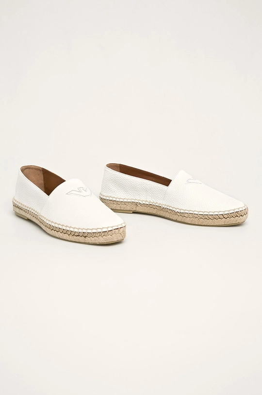 Emporio Armani - Kožené espadrilky biela