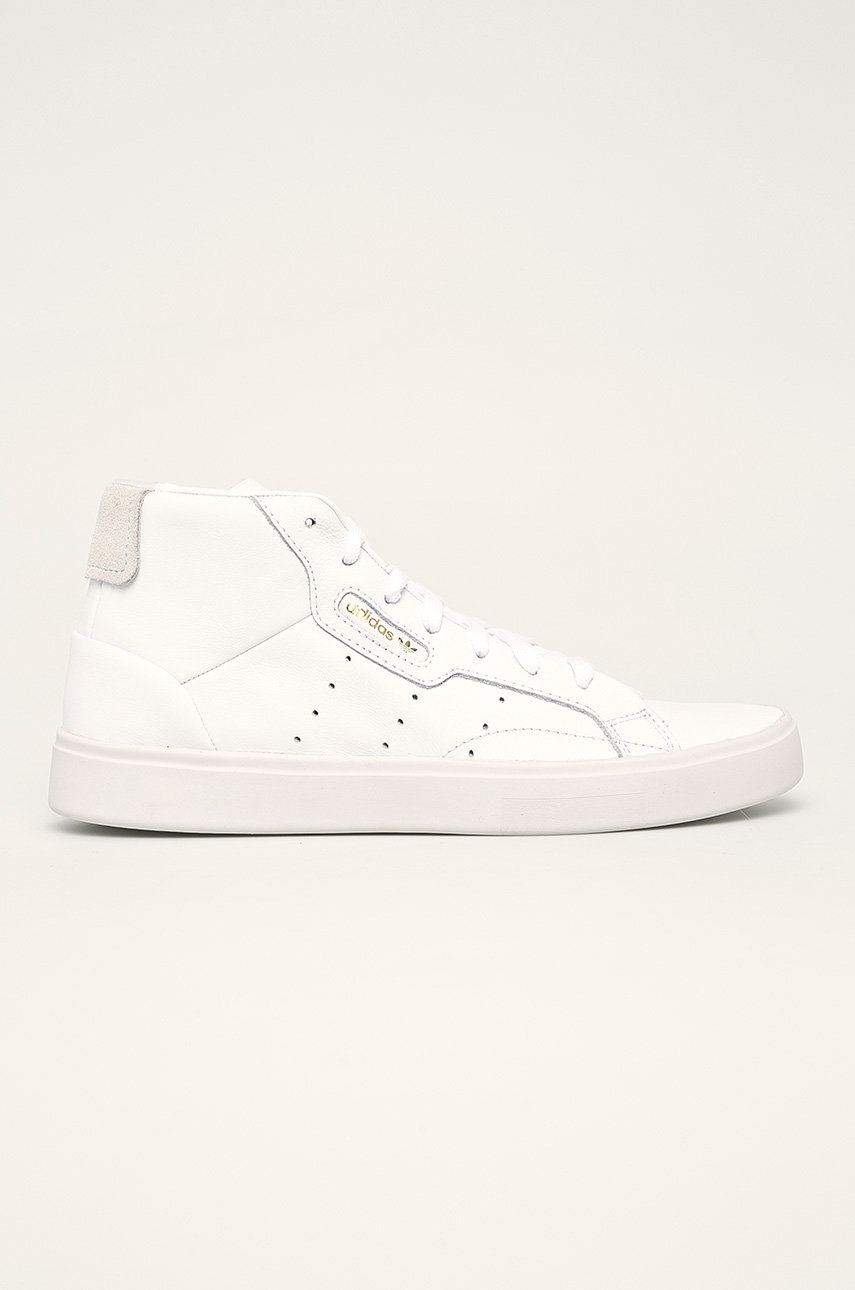 white adidas Originals leather shoes Sleek Mid Women’s