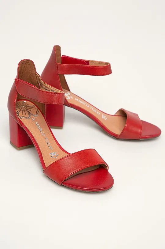 Marco Tozzi - Kožené sandále červená