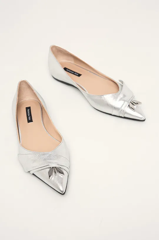 Patrizia Pepe - Bőr balerina cipő ezüst