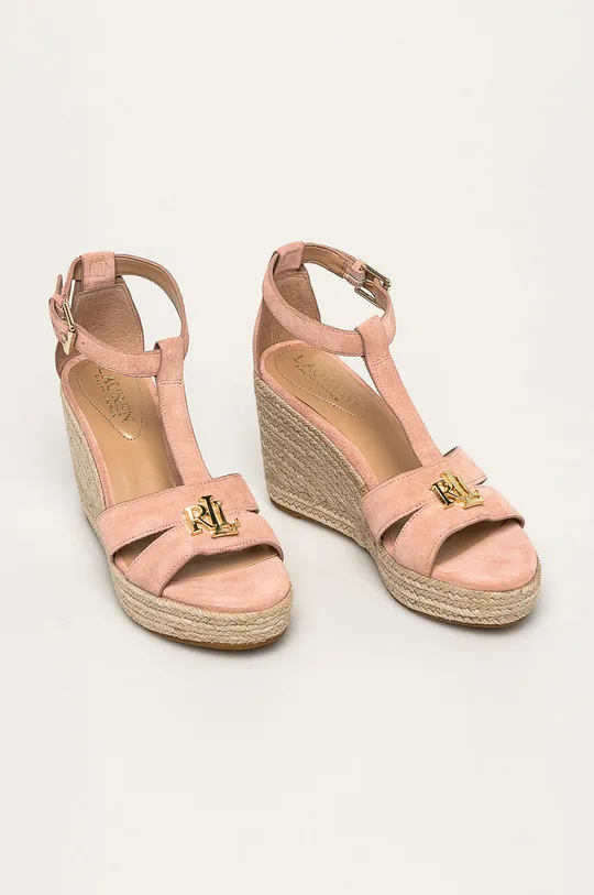 Lauren Ralph Lauren - Kožené sandále ružová