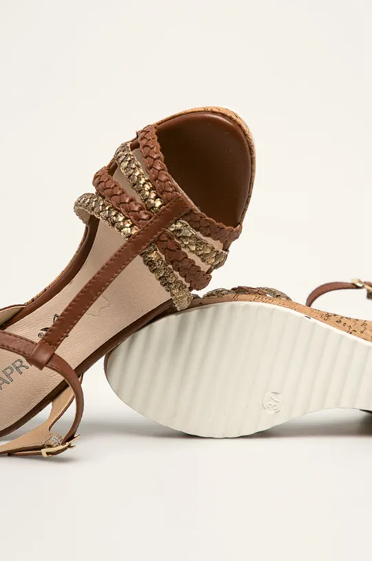 hnedá Caprice - Kožené sandále