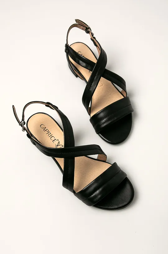 Caprice - Kožené sandále čierna