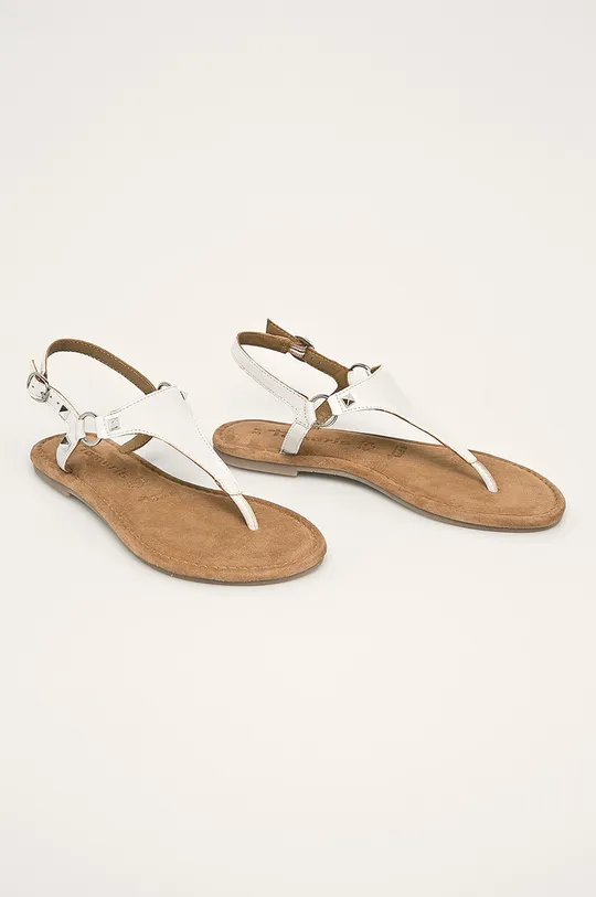 Tamaris - Kožené sandále biela