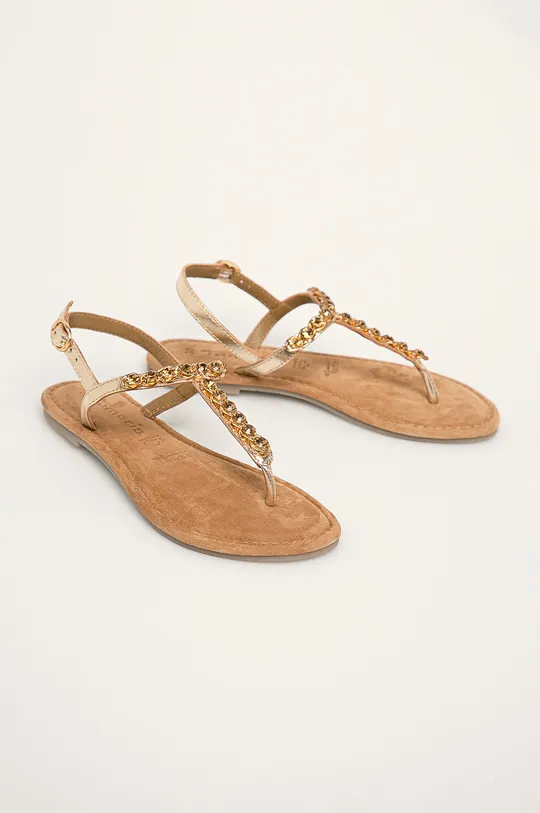 Tamaris - Kožené sandále zlatá