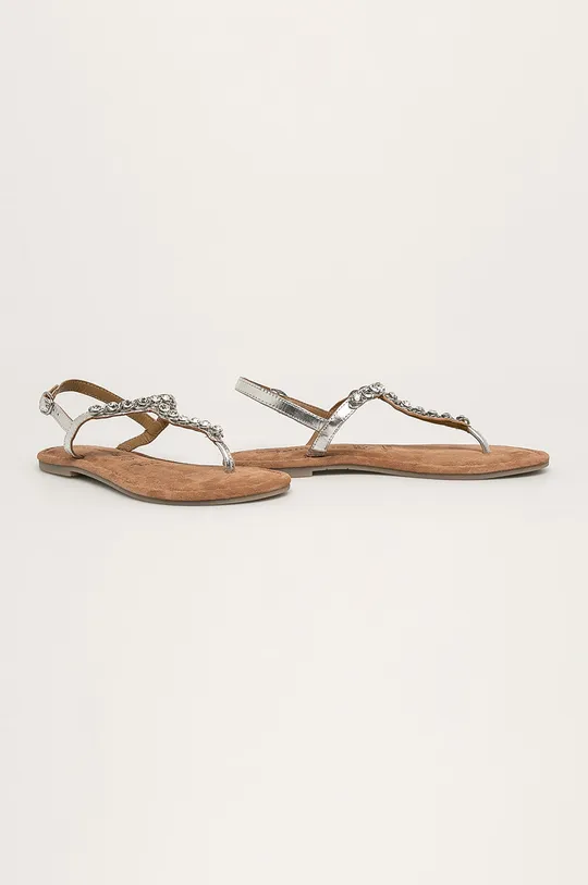 Tamaris - Kožené sandále strieborná