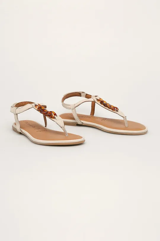 Tamaris - Kožené sandále biela