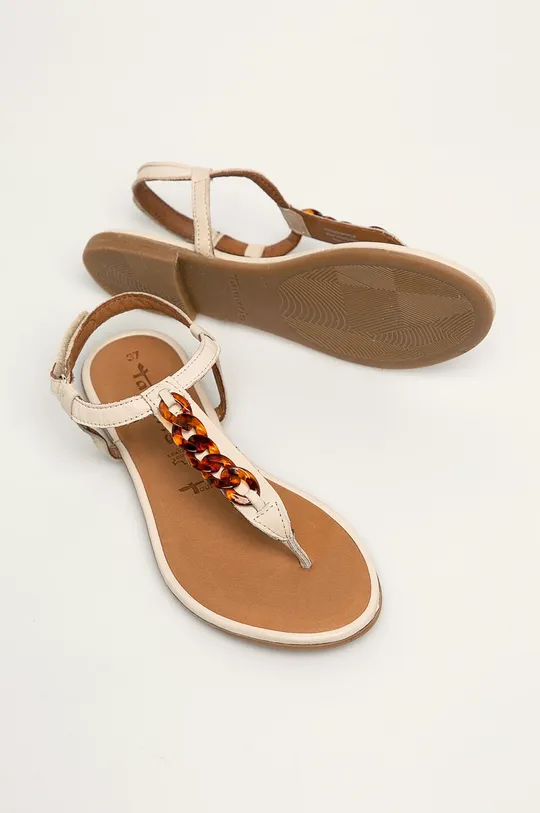 biela Tamaris - Kožené sandále