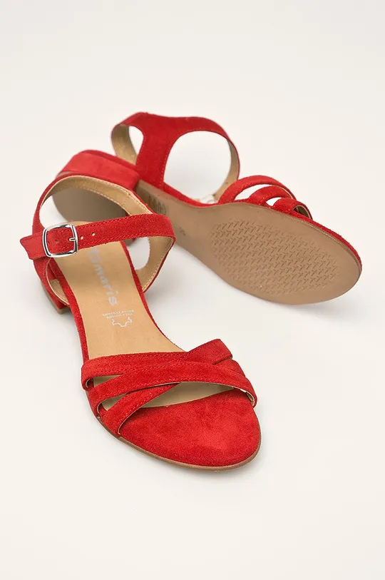 červená Tamaris - Kožené sandále