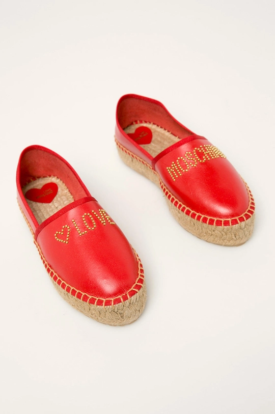 Love Moschino - Kožené espadrilky červená