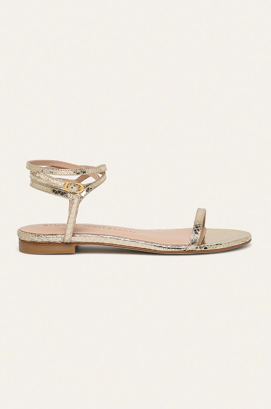 złoty Stuart Weitzman - Sandały skórzane Merinda Flat Damski