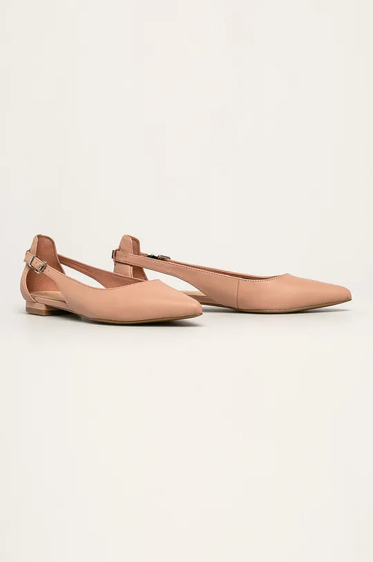 Tommy Hilfiger - Bőr balerina cipő rózsaszín