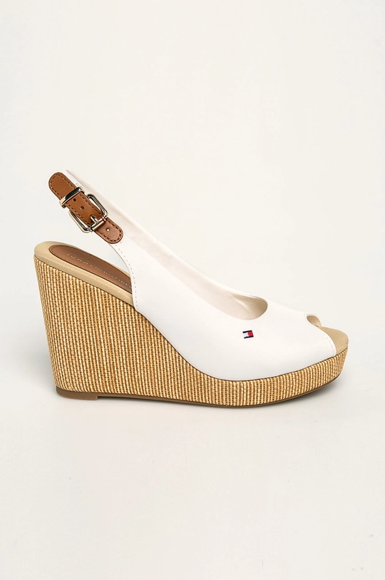 biały Tommy Hilfiger – Sandały ICONIC ELENA SLING BACK WEDGE Damski