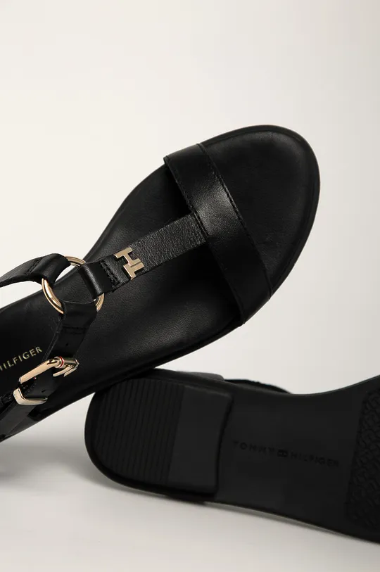 čierna Tommy Hilfiger - Kožené sandále
