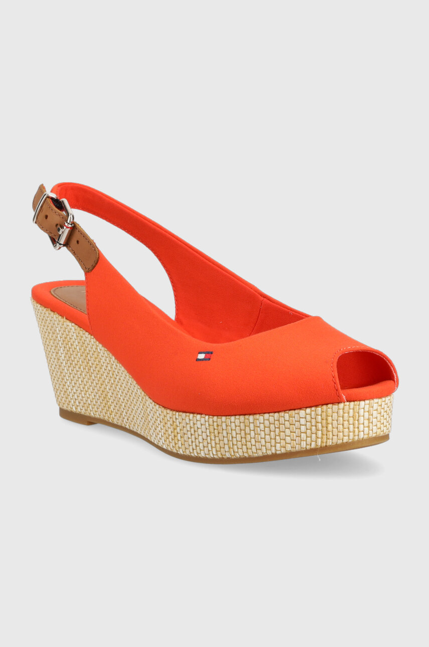 Tommy Hilfiger Sandále ICONIC ELBA SLING BACK WEDGE oranžová