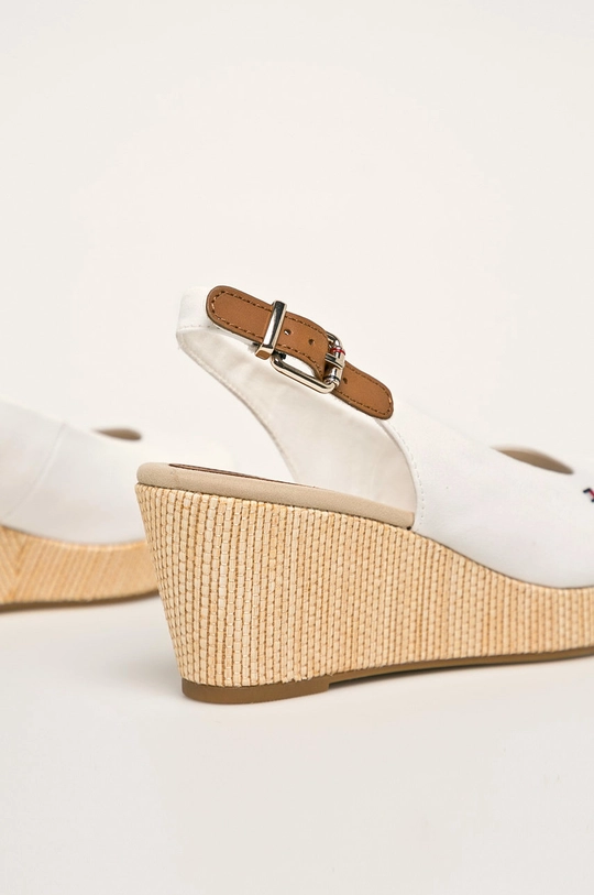 biały Tommy Hilfiger sandały ICONIC ELBA SLING BACK WEDGE