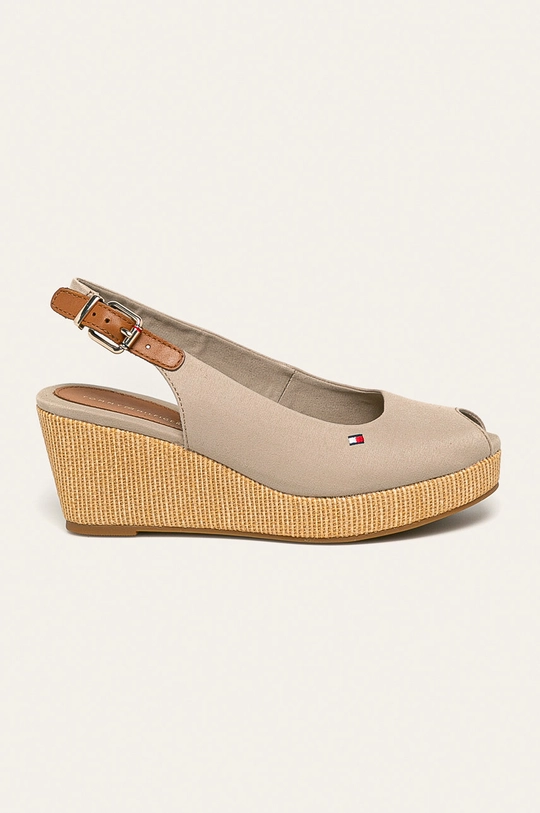 beżowy Tommy Hilfiger sandały ICONIC ELBA SLING BACK WEDGE Damski